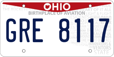 OH license plate GRE8117