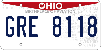 OH license plate GRE8118