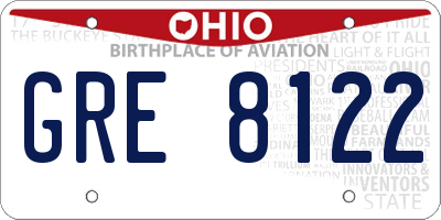 OH license plate GRE8122