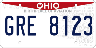 OH license plate GRE8123