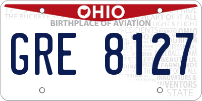 OH license plate GRE8127