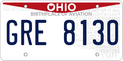 OH license plate GRE8130