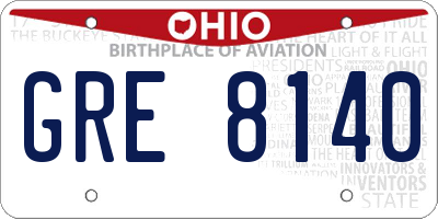 OH license plate GRE8140