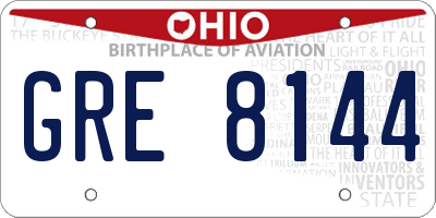 OH license plate GRE8144
