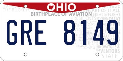 OH license plate GRE8149