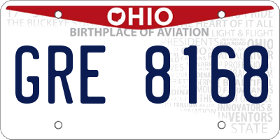 OH license plate GRE8168
