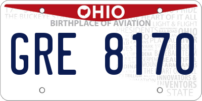 OH license plate GRE8170