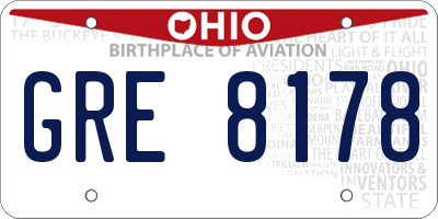 OH license plate GRE8178