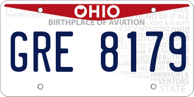 OH license plate GRE8179