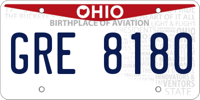 OH license plate GRE8180