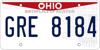 OH license plate GRE8184