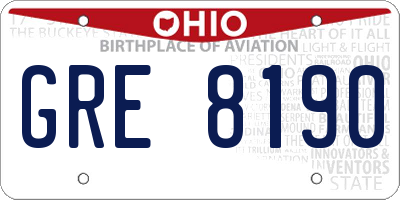 OH license plate GRE8190