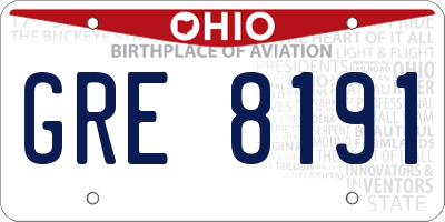 OH license plate GRE8191