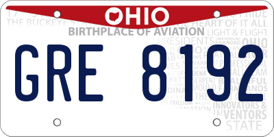 OH license plate GRE8192