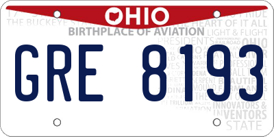 OH license plate GRE8193