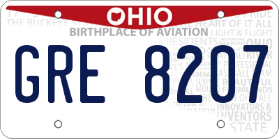 OH license plate GRE8207