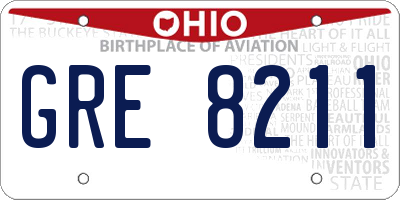 OH license plate GRE8211
