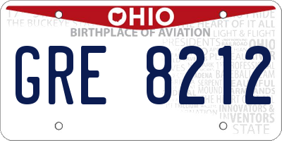 OH license plate GRE8212