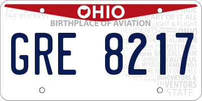 OH license plate GRE8217