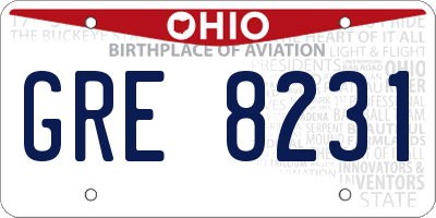 OH license plate GRE8231