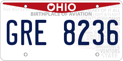 OH license plate GRE8236