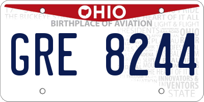 OH license plate GRE8244