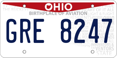 OH license plate GRE8247
