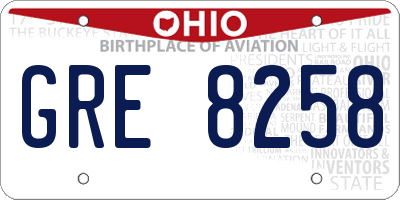 OH license plate GRE8258