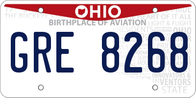 OH license plate GRE8268