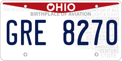OH license plate GRE8270