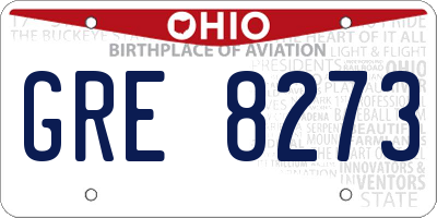 OH license plate GRE8273