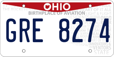 OH license plate GRE8274