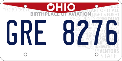 OH license plate GRE8276