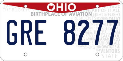 OH license plate GRE8277