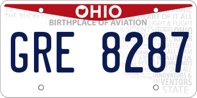 OH license plate GRE8287