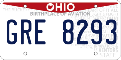 OH license plate GRE8293