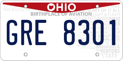 OH license plate GRE8301