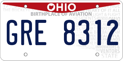 OH license plate GRE8312