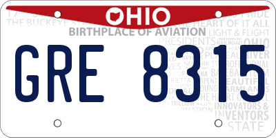 OH license plate GRE8315