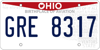 OH license plate GRE8317