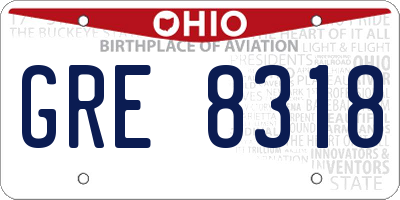 OH license plate GRE8318