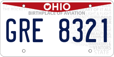 OH license plate GRE8321
