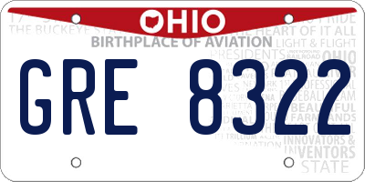 OH license plate GRE8322