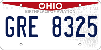 OH license plate GRE8325