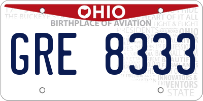 OH license plate GRE8333
