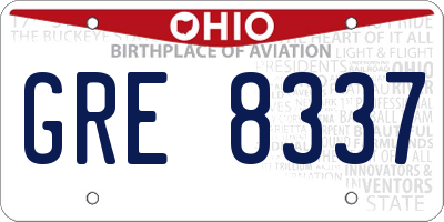 OH license plate GRE8337