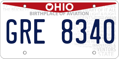 OH license plate GRE8340