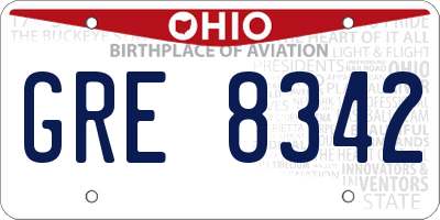 OH license plate GRE8342