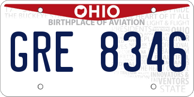 OH license plate GRE8346