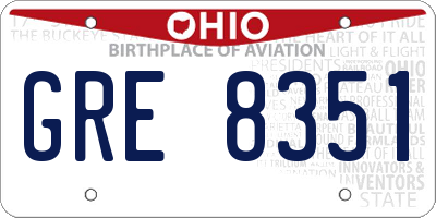 OH license plate GRE8351